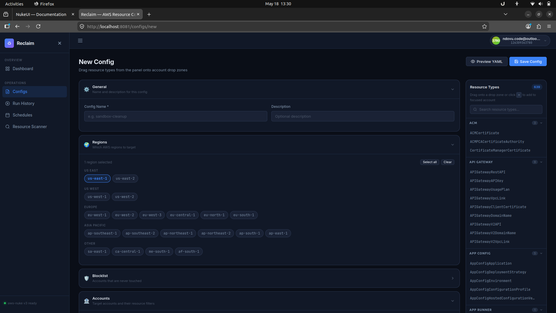 Reclaim aws-nuke configs list page
